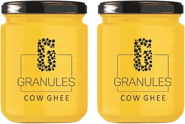 GRANULES Pure Cow Ghee 500ml | Natural Desi Ghee | Premium Cow Ghee | Organic Pure Ghee | Traditional Method | Authentic Ghee for Cooking | Healthy & Flavorful | Ghee Cow 500ml Glass Jar - Pack of 2 GRANULES Pure Cow Ghee 500ml | Natural Desi Ghee | Premium Cow Ghee | Organic Pure Ghee | Traditional Method | Authentic Ghee for Cooking | Healthy & Flavorful | Ghee Cow 500ml Glass Jar - Pack of 2